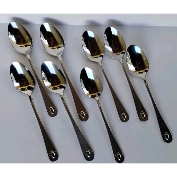 ONEIDA 18/10 Satin Garnet Stainless Lot Of 8 Spoons 4 Teaspoons 4 Soup Spoons - Picture 1 of 11